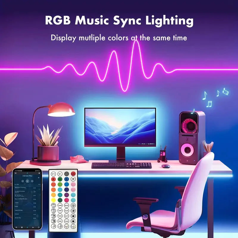 GlowTune™ Bluetooth LED Strip – Music Sync Neon Light, Waterproof