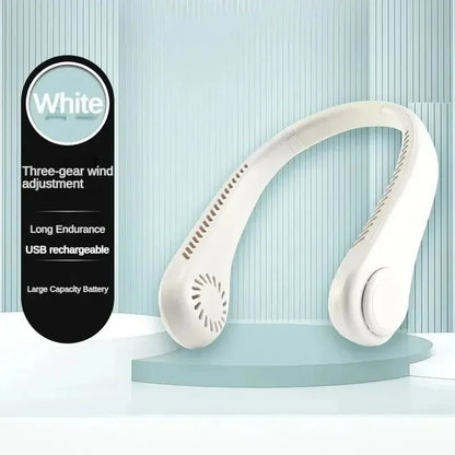 BreezyFlow™ 8000mAh Neck Fan – Hands-Free, Bladeless, Rechargeable Cooling