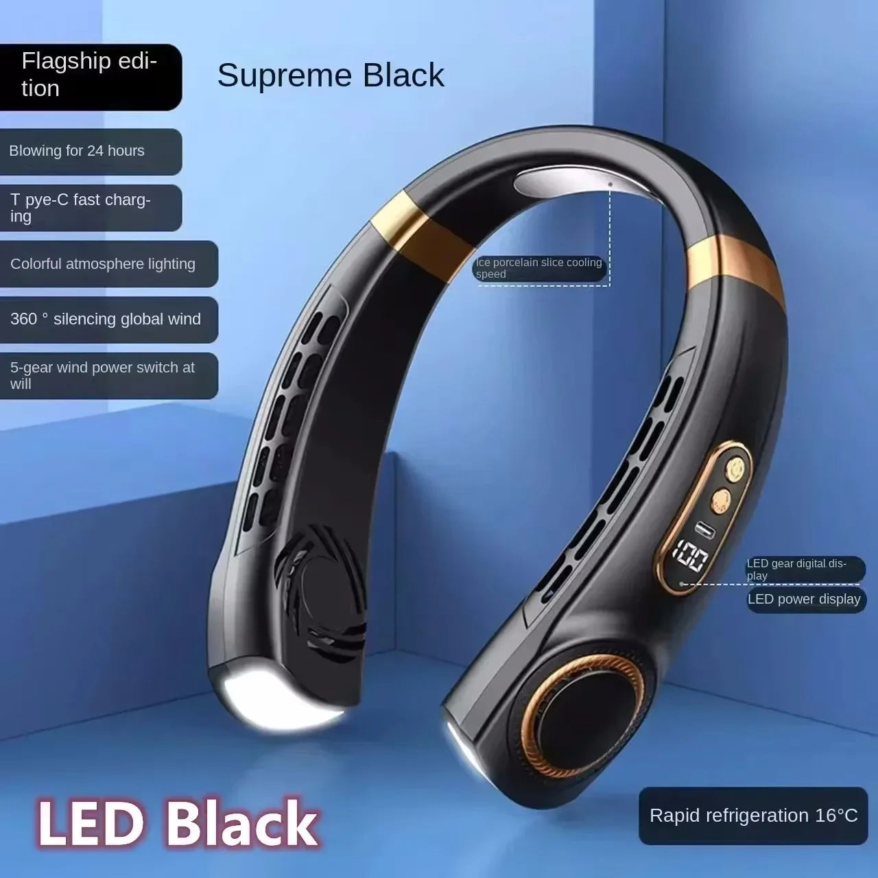 BreezyFlow™ 8000mAh Neck Fan – Hands-Free, Bladeless, Rechargeable Cooling