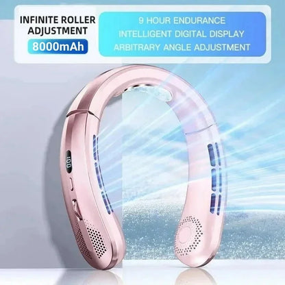 BreezyFlow™ 8000mAh Neck Fan – Hands-Free, Bladeless, Rechargeable Cooling