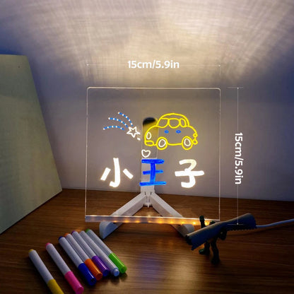 GlowBoard™ LED Message & Drawing Board – 7 Pens + Night Light