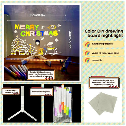 GlowBoard™ LED Message & Drawing Board – 7 Pens + Night Light