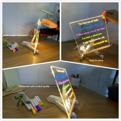 GlowBoard™ LED Message & Drawing Board – 7 Pens + Night Light