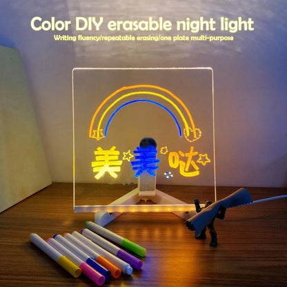 GlowBoard™ LED Message & Drawing Board – 7 Pens + Night Light