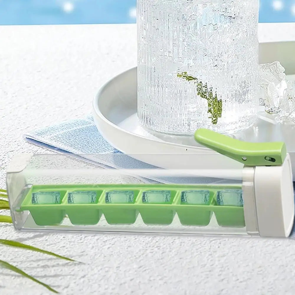 PushCube™ Press-to-Release Ice Tray – Effortless Cubes, Mess-Free Lid