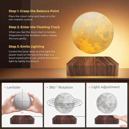 LunaFloat™ – Levitating 3D Moon Lamp with Touch Control & 3 Color Modes
