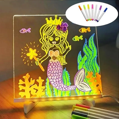 GlowBoard™ LED Message & Drawing Board – 7 Pens + Night Light