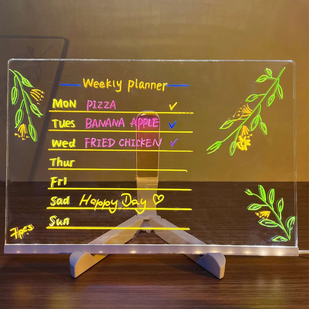 GlowBoard™ LED Message & Drawing Board – 7 Pens + Night Light
