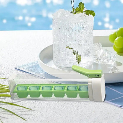 PushCube™ Press-to-Release Ice Tray – Effortless Cubes, Mess-Free Lid
