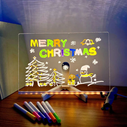GlowBoard™ LED Message & Drawing Board – 7 Pens + Night Light