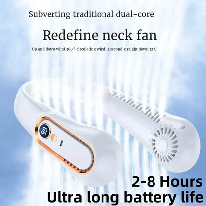 BreezyFlow™ 8000mAh Neck Fan – Hands-Free, Bladeless, Rechargeable Cooling