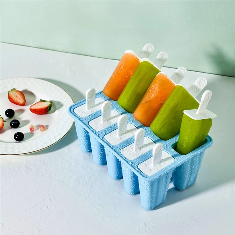 FrostyFun™ 10-Cavity Silicone Popsicle Mold – BPA-Free & Easy Release
