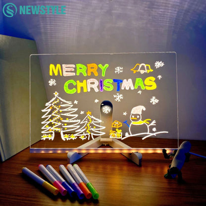 GlowBoard™ LED Message & Drawing Board – 7 Pens + Night Light