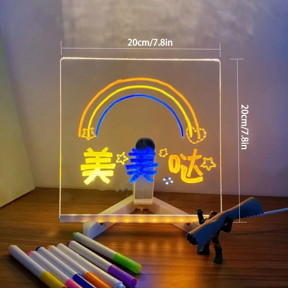 GlowBoard™ LED Message & Drawing Board – 7 Pens + Night Light