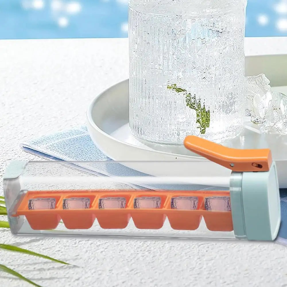 PushCube™ Press-to-Release Ice Tray – Effortless Cubes, Mess-Free Lid