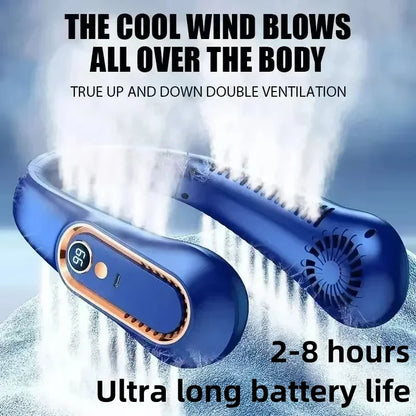 BreezyFlow™ 8000mAh Neck Fan – Hands-Free, Bladeless, Rechargeable Cooling