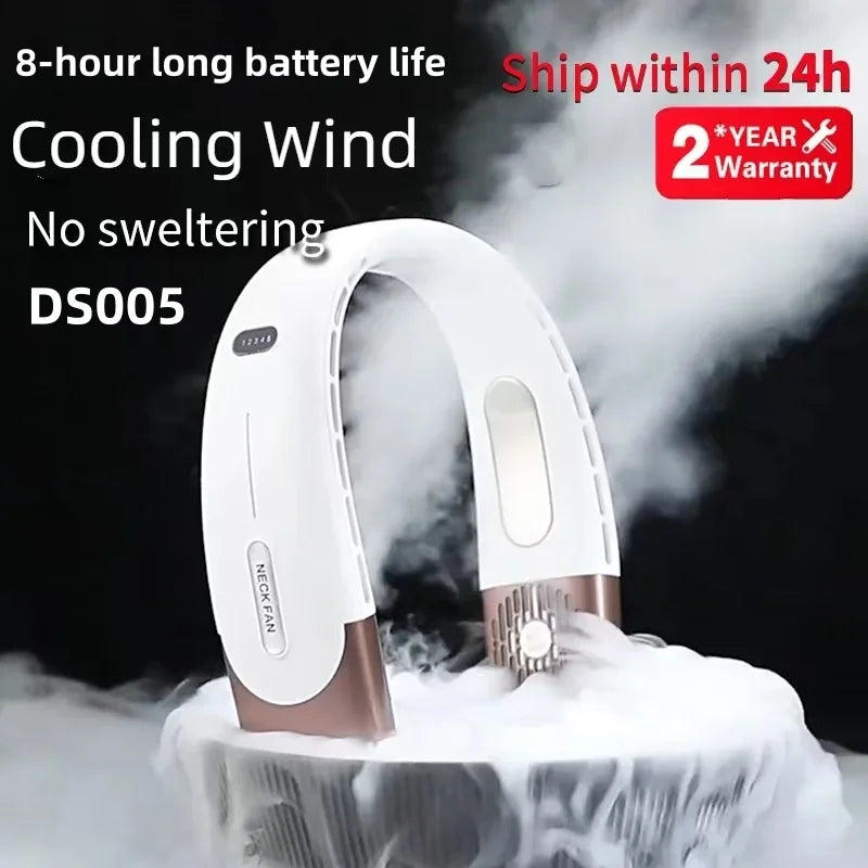 BreezyFlow™ 8000mAh Neck Fan – Hands-Free, Bladeless, Rechargeable Cooling