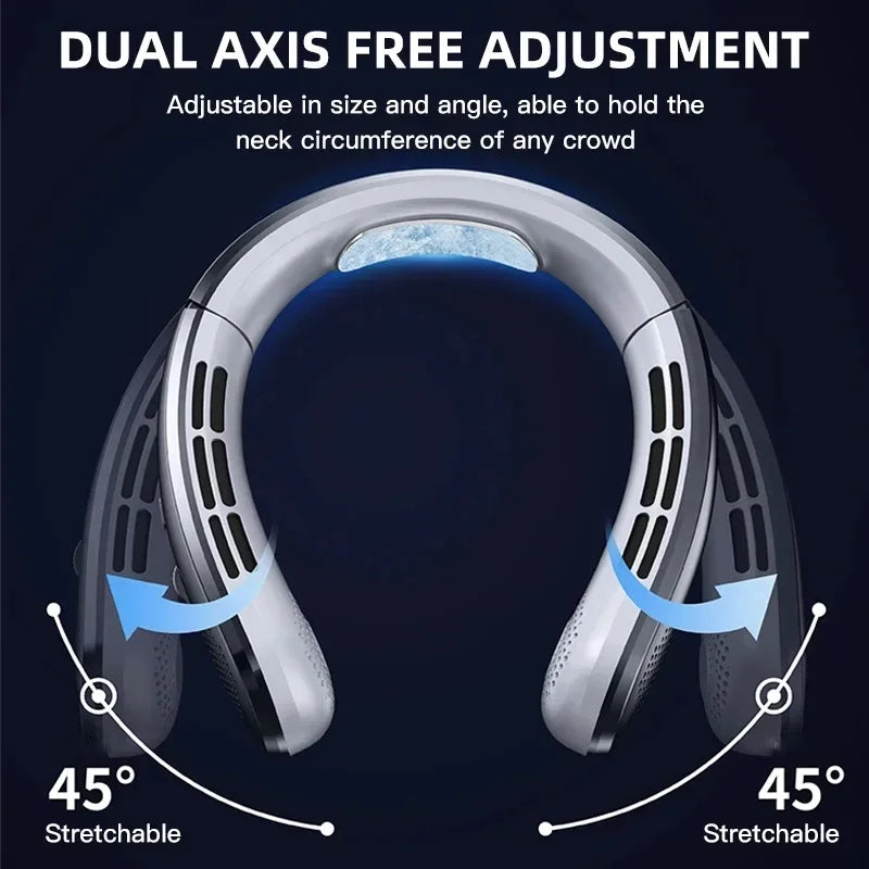 BreezyFlow™ 8000mAh Neck Fan – Hands-Free, Bladeless, Rechargeable Cooling