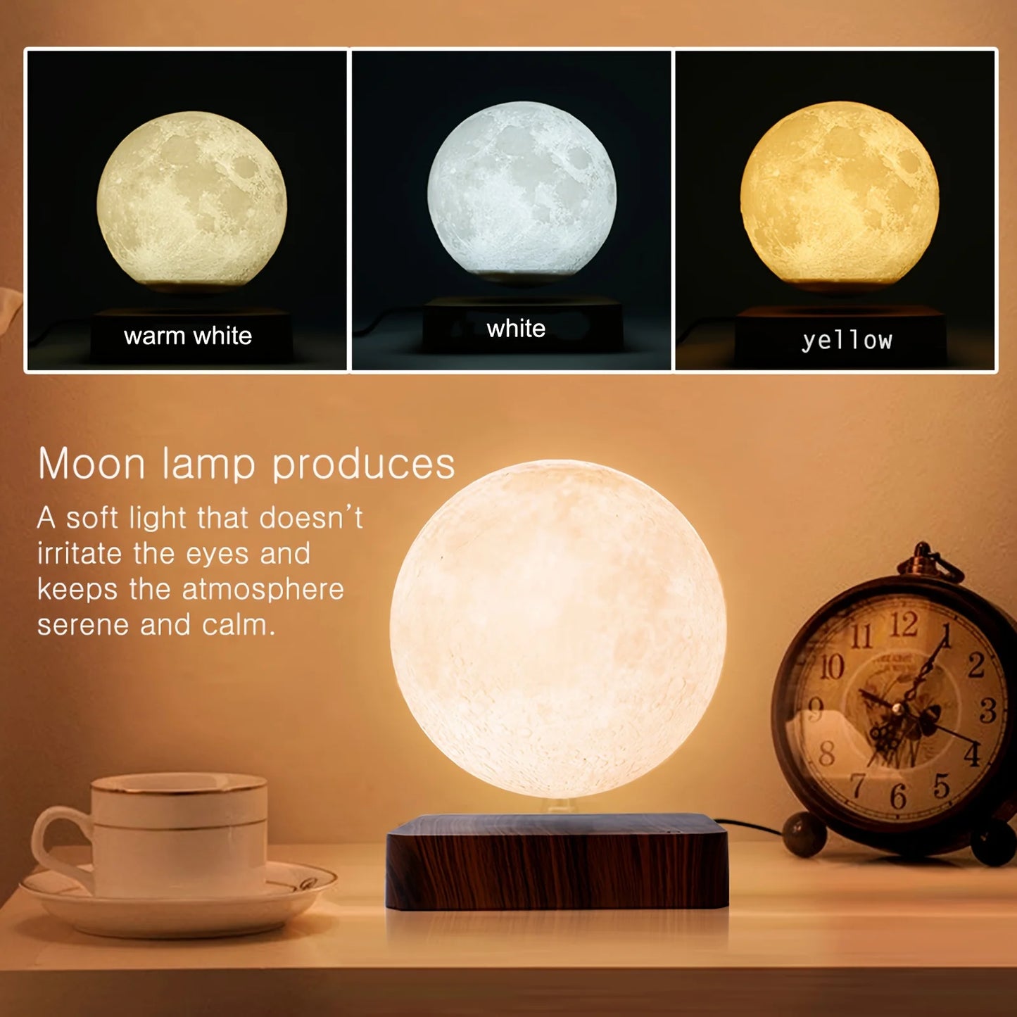 LunaFloat™ – Levitating 3D Moon Lamp with Touch Control & 3 Color Modes