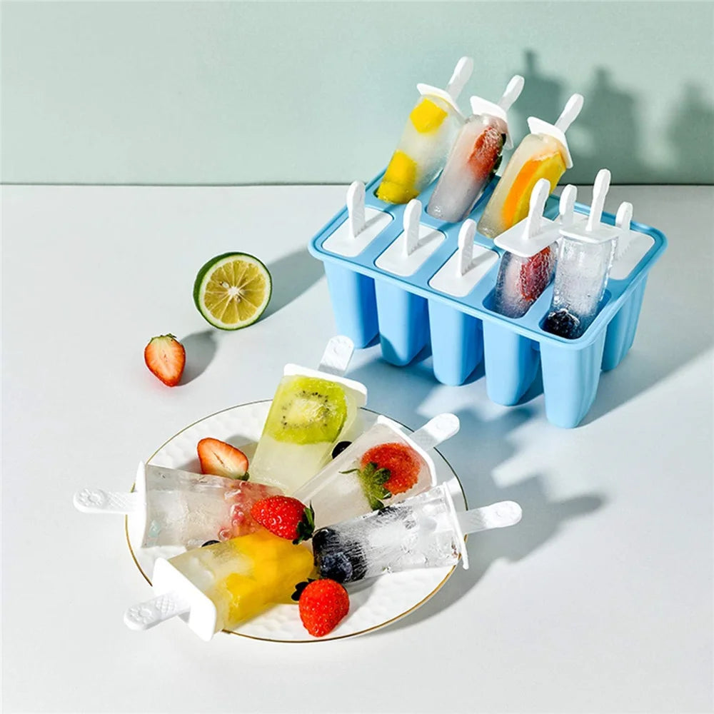 FrostyFun™ 10-Cavity Silicone Popsicle Mold – BPA-Free & Easy Release