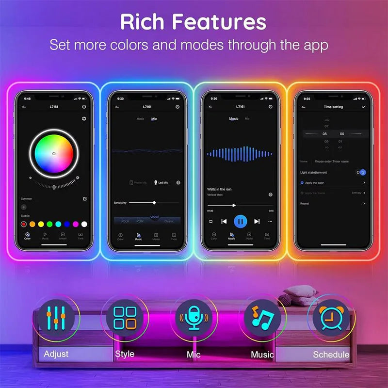 GlowTune™ Bluetooth LED Strip – Music Sync Neon Light, Waterproof